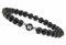 Wycian Armkette Charms, Edelstein Armband 6mm Perlen Achat Kristall Schwarz Metalllegierung Elastische Perlen mit Dem Buchstaben W 17cmx6mm Elastisch 1er
