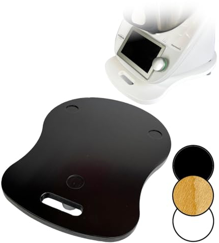 STAFECO Gleitbrett Premium für Thermomix 2te Generation TM6 TM5 – Stabile und stilvolle Unterlage mit drehbaren Rollen Vibrationsdämpfung und Arbeitsplattenschutz (Schwarz)