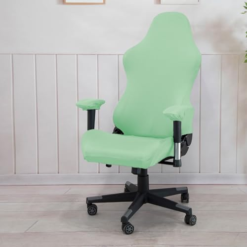 Highdi Gaming Stuhl Bezug Kratzfest, Gaming Stuhl Überzug Dehnbare Gaming Chair Cover Stretch Gamingstuhl Bezüge mit Armlehnen Gaming Stuhlhussen für Computer-Spielstuhl (Einheitsgröße,Hellgrün)