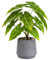 LUWENER Fake Plants Green in Grey Stone Pot,13 tall Faux Potted Plants for Home Office Indoor Artificial Potted Plant for Shelf Table Bathroom Bedroom Decoration (Sea taro leaves)