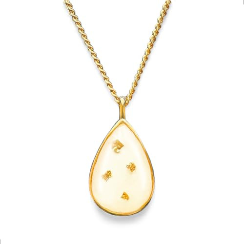 Milky Treasures Goldfarbene Halskette zum Selbermachen von Muttermilch, vergoldeter 925er Sterlingsilber-Anhänger, Still-Andenken, Geschenk zur Geburt, Babyparty, Muttertag