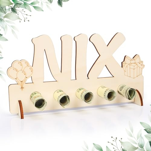 MONCAP NIX Geburtstag Geldgeschenk Holz Nichts Geburtstagsgeschenk Lustige NIX Geschenk Geburtstag Wunscherfüller Geldgeschenk für Frauen Männer