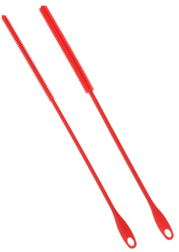 Andibro Strohhalm Bürste,2 Stück extra lange Silikon Strohhalm 6mm+8mm Reinigungsbürste wiederverwendbarer Strohhalm Reiniger mit Aufhängering biegbare Fugenbürste Pfeifenreiniger für Trinkhalme