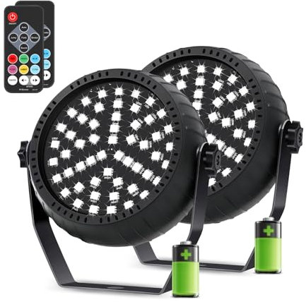 Telbum Wiederaufladbar Stroboskop, Disco Licht Batteriebetrieb RGB 54LED Stroboskop Blitzer mit Fernbedienung, Blitzlicht Halloween Sound Aktiviert Party Lichter für DJ Weihnachten Hochzeit 2Pack