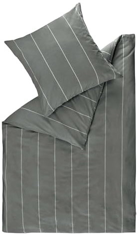 Esprit Home Premium Bettwäsche 155x220 Baumwolle Anthrazit 2tlg - Bettwäsche-Sets 2teilig bestehend aus 1 Bettwäschebezug 155x220cm - inkl. 1 Kopfkissenbezug 80x80cm - Öko-Tex Zertifiziert