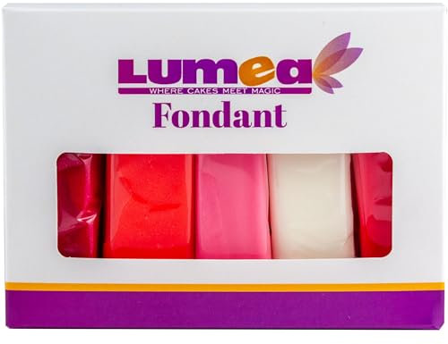 Dekozauber24 Fondant Multipack Rot Mix, 5 Farben, 100g Rollfondant pro Farbe, zum Dekorieren von Kuche, Torten und Figuren in kirschrot, korallenrot, rosa, weiß und rot