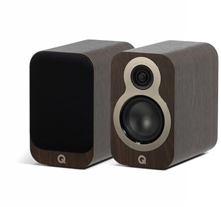 Q Acoustics 3010c Compact Bookshelf Speakers Pair Claro Walnut - 2-Way Reflex Enclosure Type, 4 Bass Driver, 0.9 Tweeter - Stereo Speakers/Passive Speakers for Home Theater Sound System