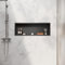 SIRHONA Nicchia da bagno, cuccia da doccia a incasso in acciaio inox, elementi di stoccaggio per la doccia in bagno, 90 x 30 cm, colore: Nero