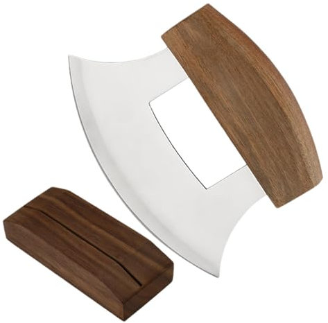 -Schneider, Alaska-Pizzaschneider | Wiegemesser Mit Edelstahlklinge, Ergonomischer Griff – Ulu-Rocker-Slicer, Küchenschneider Für Kräuter, Salat, Pizza – Hochwertiges Halbmondmesser Mit