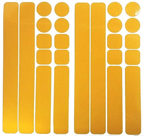 UvV 24 Stück Reflektoren selbstklebend Kinderwagen Fahrrad Helm Gehhilfe Rollator Aufkleber Leuchtfolie (gelb)