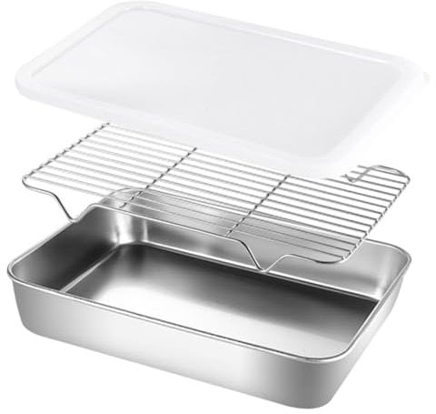 Holibanna Stainless Steel Food Pan Rack for Kitchen Preparation Deepen Design for Fruit Storage Refrigerator Use Versatile Picnic Food Container