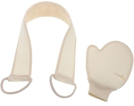 BESTYASH Rückenstreifen Und Duschschrubber-set Mit Peelinghandschuhen Für Dusche Weiche Körperwaschhandschuhe Aus Baumwolle Und Leinen Badewerkzeug Für Männer Und Frauen