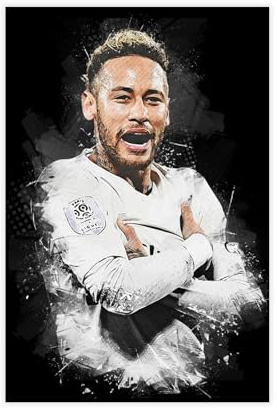 GJHTQLP Neymar Jr 16 Leinwand-Poster, Schlafzimmer-Dekoration, 30 x 45 cm