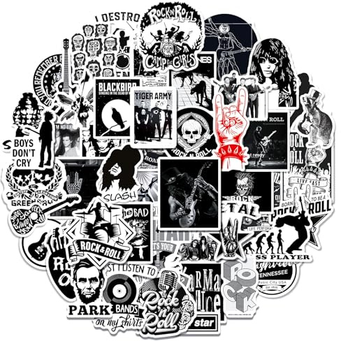 DAVBNM 50PCS Band Stickers, Rock Stickers, Music Sticker, Rock Music Waterproof Vinyl Decal, for Laptop Skateboard Water Bottles Guitar Luggage