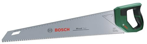 Bosch Sierra de mano 500 mm (Hoja de sierra de acero SK5 para cortes rápidos en madera; 7 TPI; Dientes templados por inducción; Guía de marcado de 45°/90°; Escala métrica 40 cm; Empuñadura Softgrip)