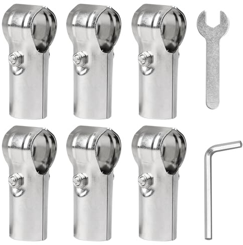 MIGUBIGU 6 Stück Rohrverbinder 25mm Edelstahl mit Maulschlüssel, T-rohr Klemme 25mm, Endklemme Panel T-klemme, T Verbindung für Alu-rohr, Kleiderstange, Geländer, für Rundrohranschluss