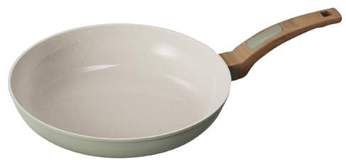 Cooksmart Signature Bratpfanne, 28 cm, Salbeigrün, antihaftbeschichtet, Aluminiumguss, Keramikbeschichtung, Induktions-, Gas-, Elektro- und Keramikkochfeld, spülmaschinenfest, mit Filz-Pfannenschutz