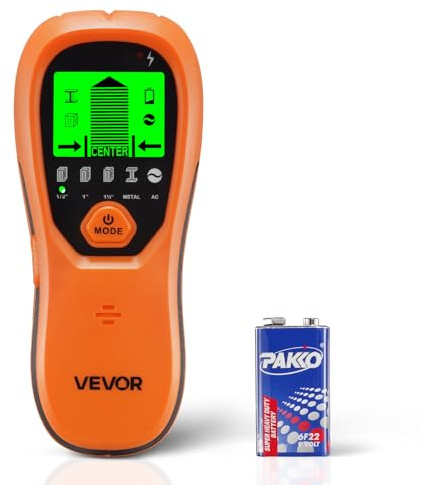 VEVOR Rilevatore di Montanti da Parete, Scanner Elettronico da Parete, Sensore con Display LCD ad Alta Definizione, Allarme Acustico, Sensore per Rilevamento per Cavi Elettrici, Arancione
