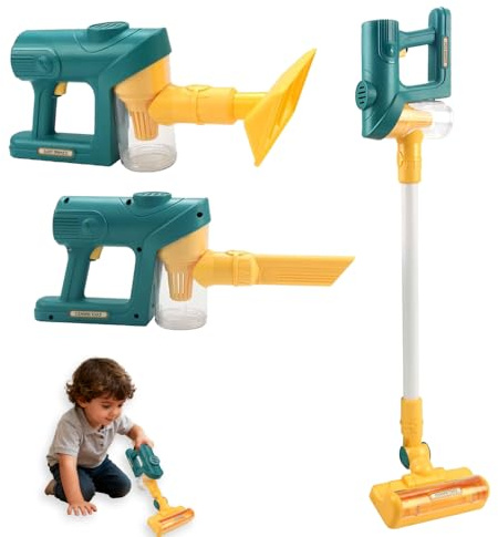 XUXLEKK 3-in-1 Kinderstaubsauger, Staubsauger Spielzeug Set mit Echter Saugfunktion, Bildungsspielzeug, Haushaltsspielzeug für Jungen und Mädchen