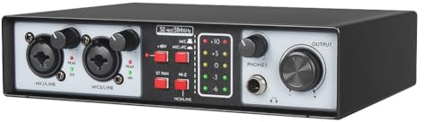 GNURBDILFO Interface Audio Carte Son 2 Entrées 2 Sorties USB sans Pilote pour Ordinateur - Enregistrement en Direct - Mixeur Karaoké