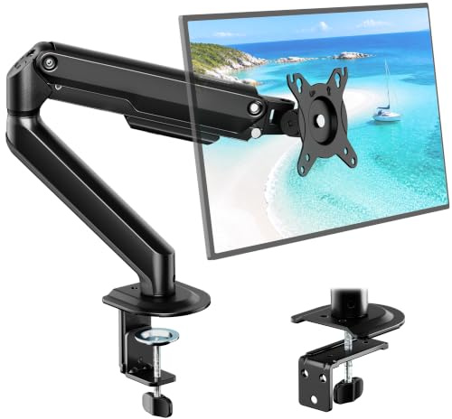 monTEK Monitor Halterung für 17–32 Zoll Bildschirme, bis zu 9 kg | VESA 75/100,Stahl Monitor arm, mechanischer Feder, höhenverstellbare Bildschirmhalterung, Neigung, Schwenk & Drehfunktion