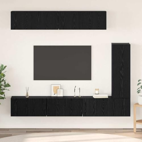 EMYRLXQW Muebles de TV y muebles de TV - Muebles de TV y muebles de TV - Juego de 6 piezas de roble negro de 30,5 x 30 x 90 cm
