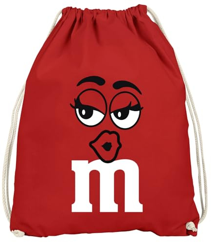 MoonWorks® Turnbeutel - M mit Gesicht - Accessoires Fasching Karneval Gadgets Spruch lustig Faschingsartikel Tasche Gymbag Rot unisize
