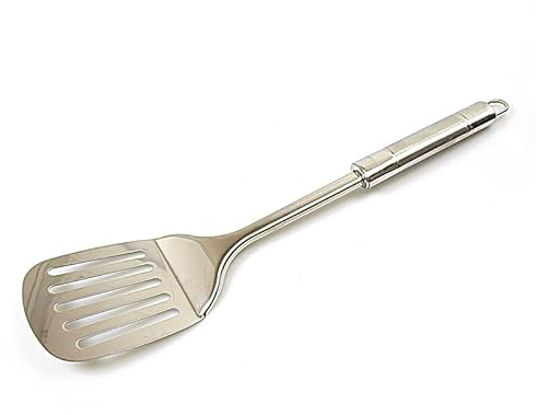 Stainless Steel Slotted Turner Spatula, 34cm Heavy Duty Cooking Utensil, Metal Fish Slice & Food Flipper for Frying, Omelettes, Burgers, BBQ and Kitchen Use