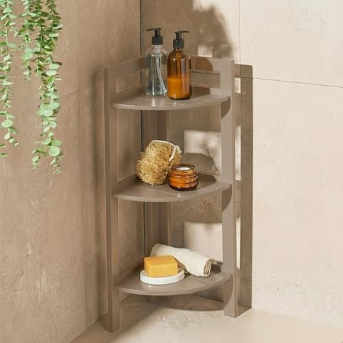 OHS Corner Shelf Bookcase, 3 Tier Shelving Unit Free Standing Triangular Corner Unit for Living Room Bedroom Bathroom Office Small Shelf Space Saving Bookshelf Display Rack, Natural - 65 x 23 x 23cm