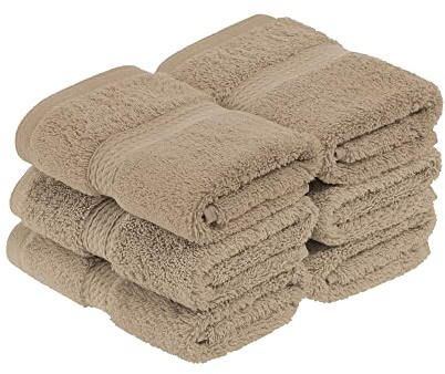 Superior Egyptian Cotton Plush & Absorbent, Face Towel Set of 6, Latte