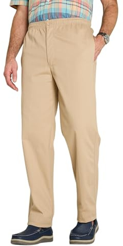 Chums Men's Cotton Rugby Trousers with Elasticated Waistband & Drawcord, Smart Casual Comfort Stretch Fitting Pants Sand 48W / 33L
