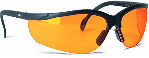 Walker's Sport High-Grade Polycarbonate Lenses Half Frame Soft Rubber Nose Piece Adjustable Safety Shooting Glasses, Amber