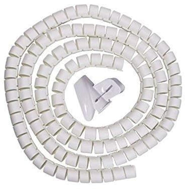 White 25mm Large Cable Wire Tidy Wrap PC Home Cinema TV Organising Kit with Feeder
