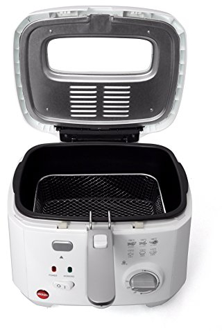 eldom FR18 Freet Fritteuse | mit Geruchsfilter und 2,5 Liter Kapazität | Friteuse für Öl | 360°-Sockel | Deckel mit Sichtfenster | 1800W | Weiß