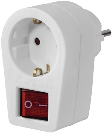 Hama Steckdose mit 2-poligem Schalter (Steckdosenadapter, schaltbar, Stromsparen, mit erhöhtem Berührungsschutz, 230V, 16A) weiß