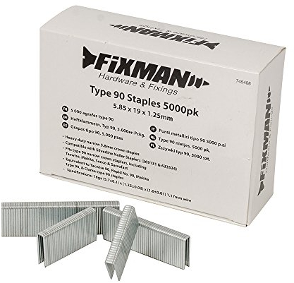Fixman 745408 Heftklammern Typ 90, 5,85 x 19 x 1,25 mm, 5000 Stück
