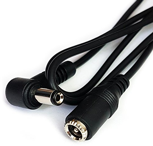 Loops 2m *5.5mm x 2.1mm* Right Angled / 90 Degree DC Power Extension Cable/Lead – Male Plug to Female Socket – DVR, Camera, CCTV, Security
