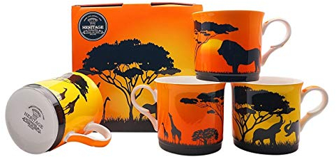 Heritage FINE BONE CHINA SET OF 4 MUGS GIFT BOXED SAVANNAH MUGS FREE UK DELIVERY