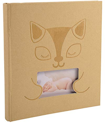 Exacompta 16562E Premium Fotoalbum Zephire mit Katzenmotiv, 30 Seiten, rechteckig, perfekt für Ihre Baby- und Kinderfotos zum selbstgestalten Fotobuch beige