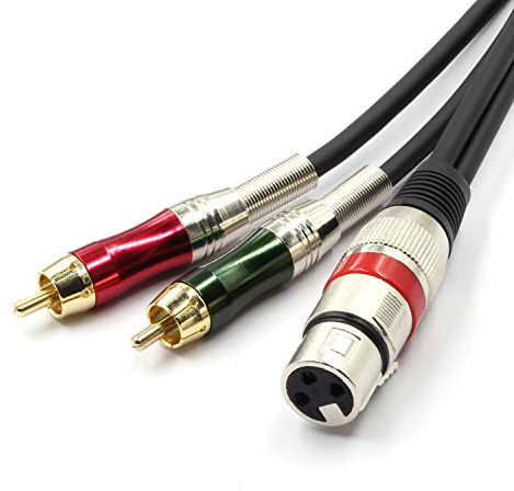 SiYear Adaptateur XLR femelle vers 2 fiches phono RCA mâle en Y - Câble répartiteur XLR femelle 3 broches vers double RCA mâle - Câble audio stéréo (3M/10FT)