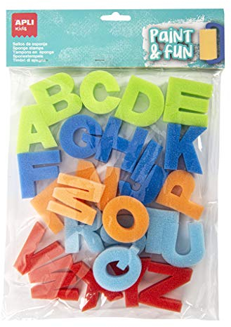 APLI Kids - Paint & Fun ABC Schwammstempel, 26 Stück, mehrfarbig (17465)