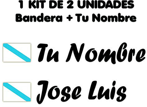 Pegatina Vinilo Bandera Galicia + tu Nombre - Bici, Casco, Pala De Padel, Tablas Skate, Coche, Moto, etc. Kit de Dos Vinilos (Pack Fuentes 2)