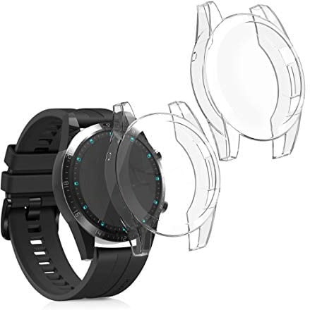kwmobile 2X Schutzhülle kompatibel mit Huawei Watch GT2 (46mm) Hülle - Fullbody Cover Set aus Silikon - Transparent