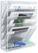 EasyPAG 6 Fächer Metall A4 Zeitschriftenhalter Wand Zeitschriften Wandhalter Aktenablage Dokumentenhalter Hängend Magazin Organizer Flyerständer Prospektspender,Weiß