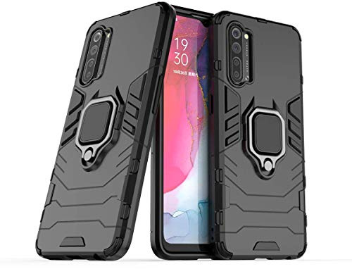 MRSTER Oppo Find X2 Lite Hülle 360 Grad Drehbar Ringhalter Cover TPU Handyhülle 2 In 1 Plastic Silicone Case Heavy Duty Schutz Hybrid Stoßfest Schutzhülle für Oppo Find X2 Lite 5G. HB Black