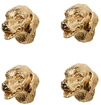 TentHome Vintage Möbelknöpfe Messing Kommodenknöpfe Schubladenknöpfe Set Tiere Dekor Schrankknöpfe Möbelknauf Schubladengriffe Küchengriff Möbelgriff Gold, 4 Stück, Hund