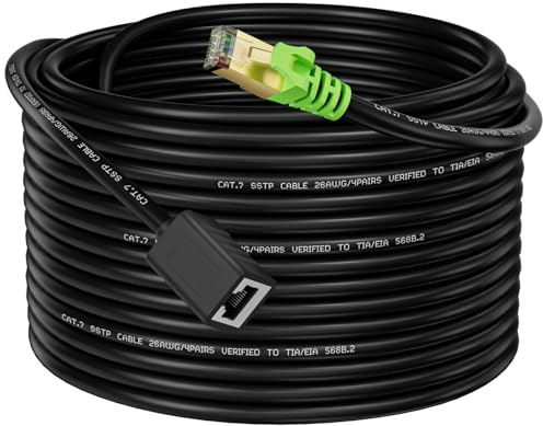 Weetcoocm Ethernet Extension Cable 20ft, Network Cat6a Extension Patch Cable RJ45 Cords Shielded Male to Female Connector (20FT)