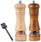 C100AE 2er Set Salz und Pfeffermühle Holz Manuelle Salzmühle Gewürzmühle mit Einstellbar Keramikmahlwerk Salz und Pfeffer Mühle Nachfüllbar mit Reinigungspinsel (Höhe 16,5 cm)