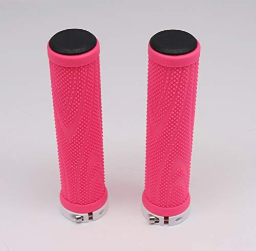 Fahrrad Lenker Griffe Lenkergriffe rutschfeste Gummi Einseitiger Lock Schwarz rot Oange blau neu (Rosa)