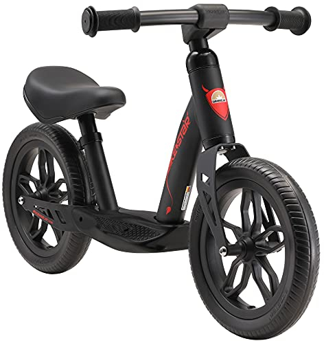 BIKESTAR Extra leichtes Kinder Laufrad mit Trittbrett für Jungen, Mädchen ab 2-3 Jahre | 10 Zoll Lauflernrad Eco Classic | Schwarz